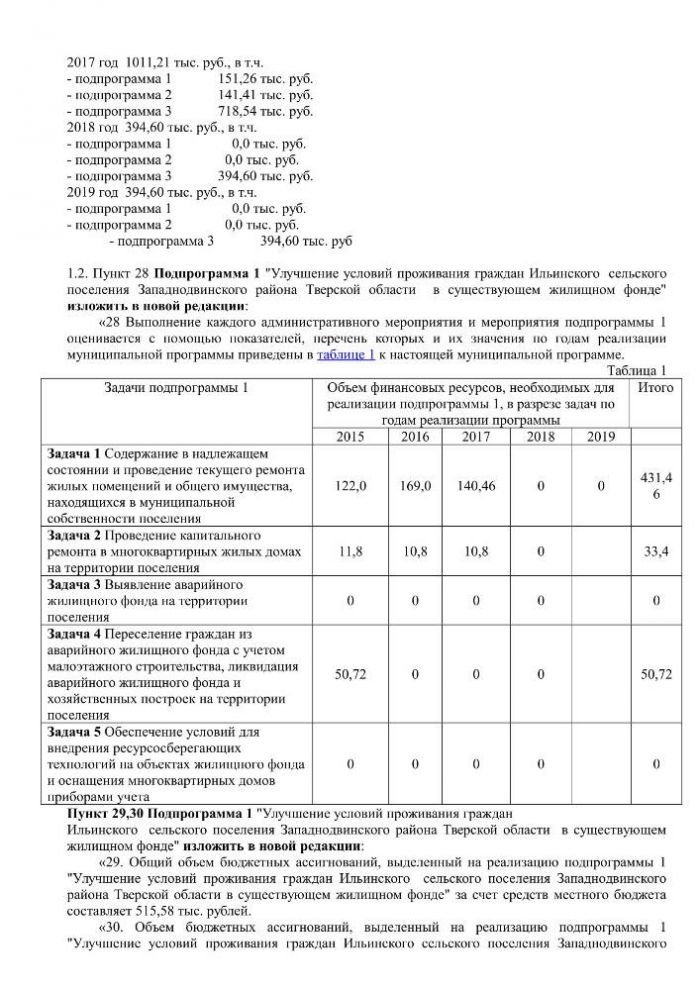 О внесении изменений в постановление Администрации Ильинского сельского поселения Западнодвинского района от 10.11.2014 г № 62 «Об утверждении муниципальной программы «Развитие жилищно-коммунального хозяйства в Ильинском сельском поселении Западнодвинского района Тверской области на 2015 – 2019 годы»»