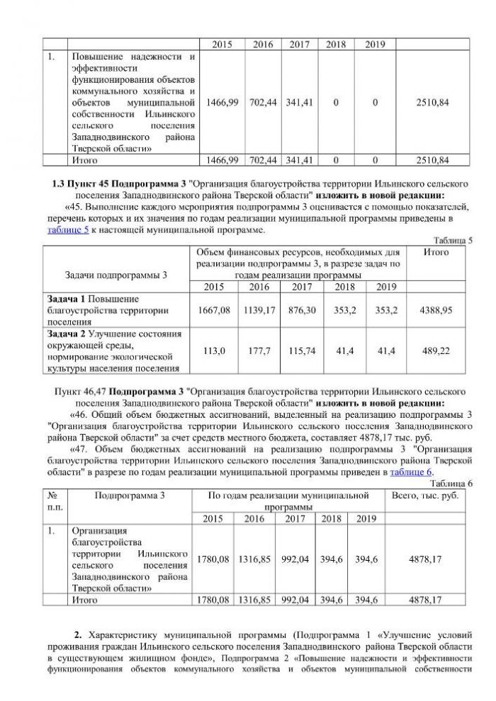 О внесении изменений в постановление Администрации Ильинского сельского поселения Западнодвинского района от 10.11.2014 г № 62 «Об утверждении муниципальной программы «Развитие жилищно-коммунального хозяйства в Ильинском сельском поселении Западнодвинского района Тверской области на 2015 – 2019 годы»»