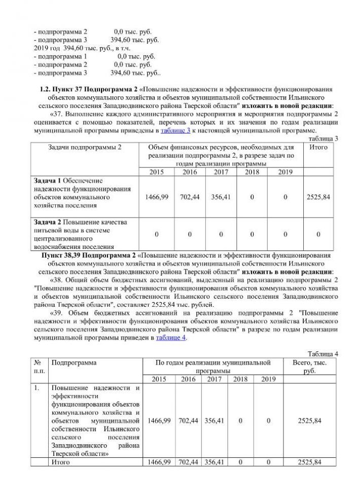 О внесении изменений в постановление Администрации Ильинского сельского поселения Западнодвинского района от 10.11.2014 г № 62 «Об утверждении муниципальной программы «Развитие жилищно-коммунального хозяйства в Ильинском сельском поселении Западнодвинского района Тверской области на 2015 – 2019 годы»»